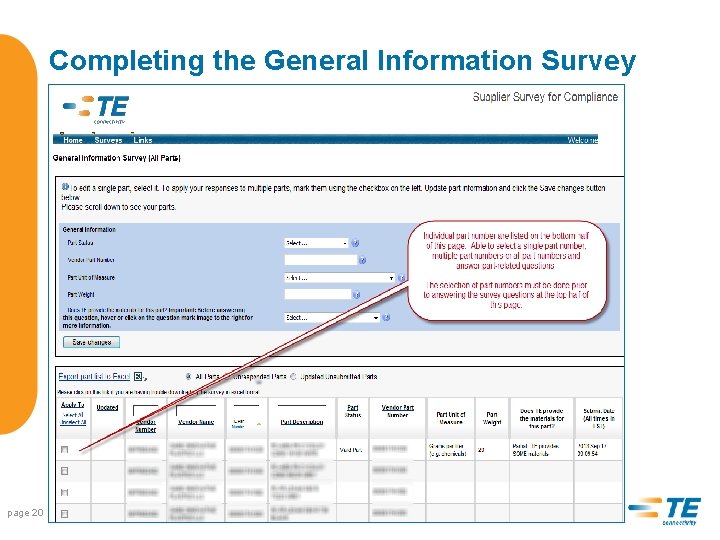 Completing the General Information Survey page 20 