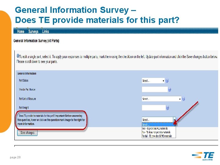 General Information Survey – Does TE provide materials for this part? page 28 