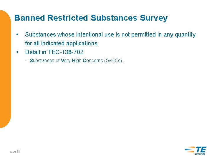 Banned Restricted Substances Survey • • Substances whose intentional use is not permitted in