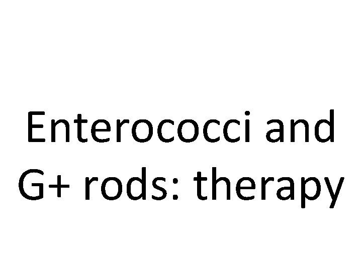 Enterococci and G+ rods: therapy 