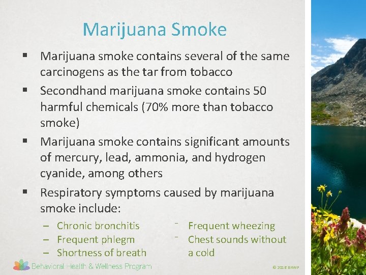 Marijuana Smoke § Marijuana smoke contains several of the same carcinogens as the tar