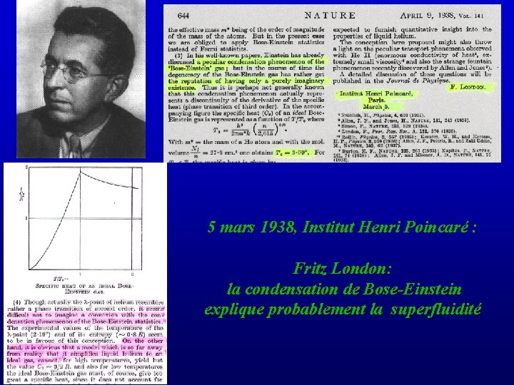 5 mars 1938, Institut Henri Poincaré : Fritz London: la condensation de Bose-Einstein explique