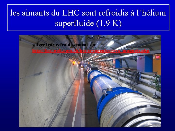les aimants du LHC sont refroidis à l’hélium superfluide (1, 9 K) suivre leur