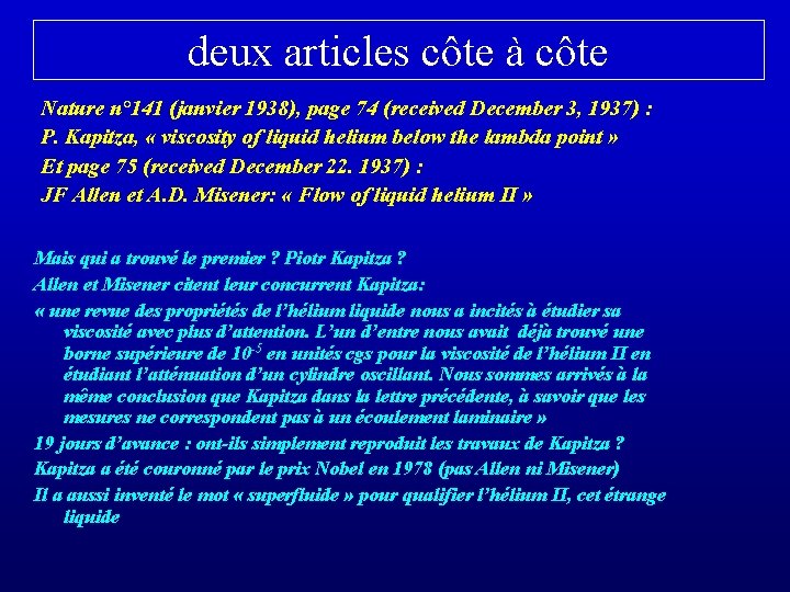 deux articles côte à côte Nature n° 141 (janvier 1938), page 74 (received December