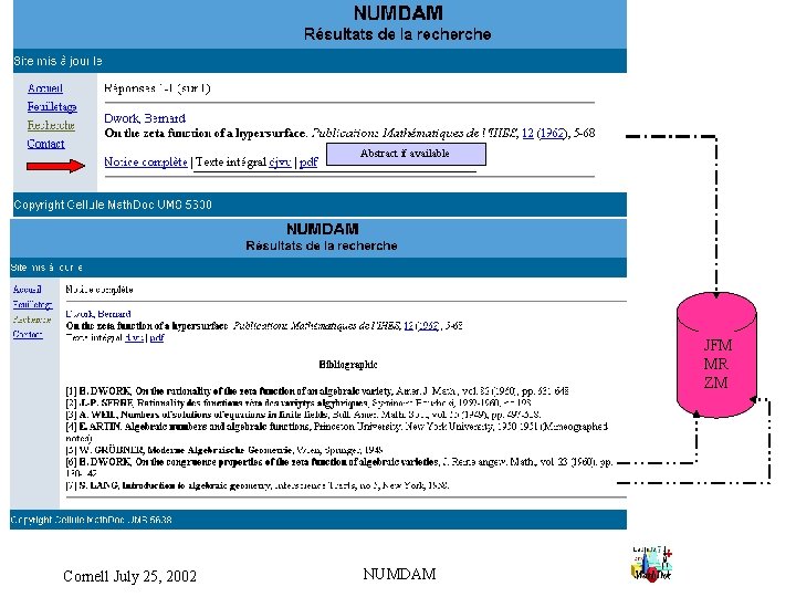 Abstract if available JFM MR ZM Cornell July 25, 2002 NUMDAM 