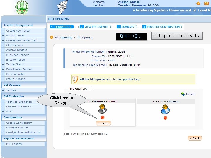 Bid opener 1 decrypts Click here to Decrypt 