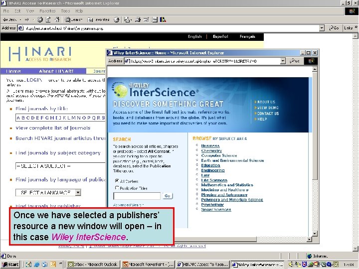 Partner publisher services 2 Once we have selected a publishers’ resource a new window