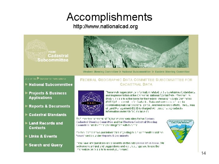 Accomplishments http: //www. nationalcad. org 14 