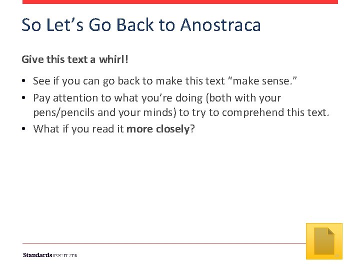 So Let’s Go Back to Anostraca Give this text a whirl! • See if