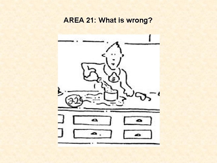 AREA 21: What is wrong? 