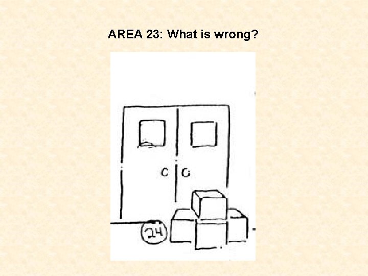 AREA 23: What is wrong? 