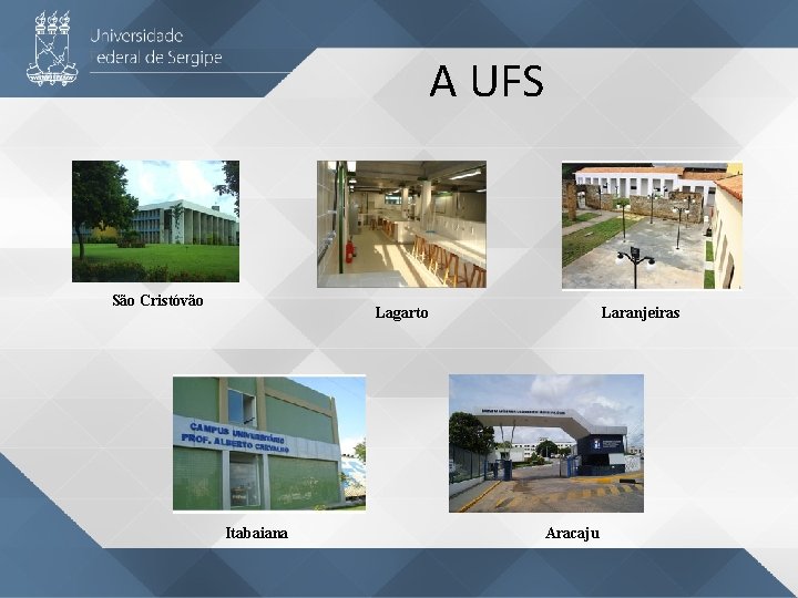 A UFS São Cristóvão Lagarto Itabaiana Laranjeiras Aracaju 