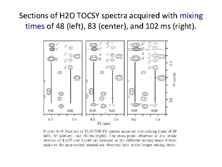 Sections of H 2 O TOCSY spectra acquired with mixing times of 48 (left),