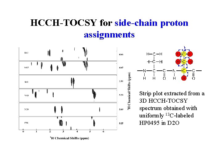 HCCH-TOCSY for side-chain proton assignments Strip plot extracted from a 3 D HCCH-TOCSY spectrum