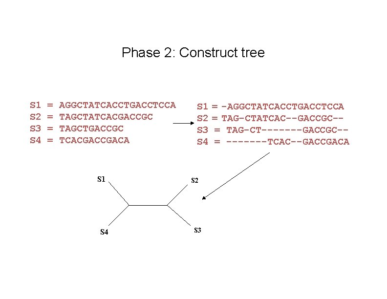 Phase 2: Construct tree S 1 S 2 S 3 S 4 = =