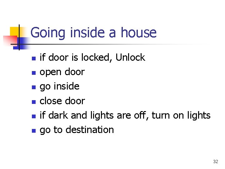 Going inside a house n n n if door is locked, Unlock open door