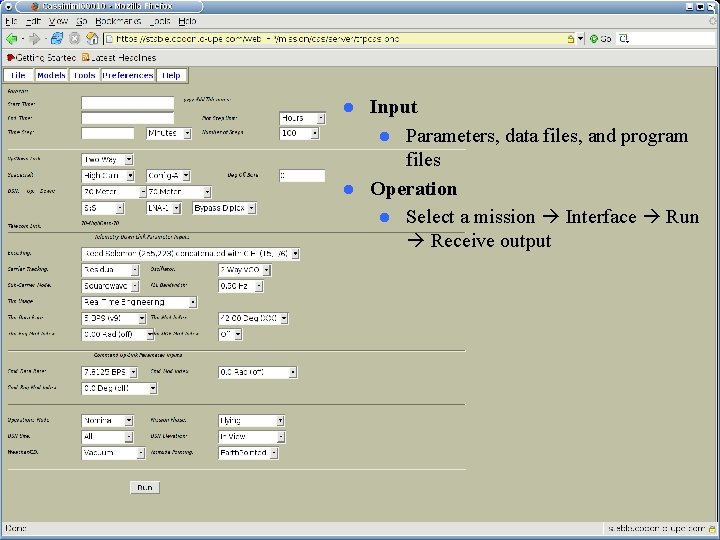 5 Input l Parameters, data files, and program files l Operation l Select a
