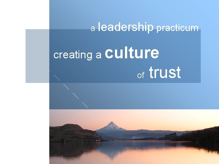 a leadership practicum creating a culture of trust 