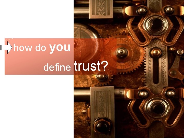 Trust how do you define trust? 