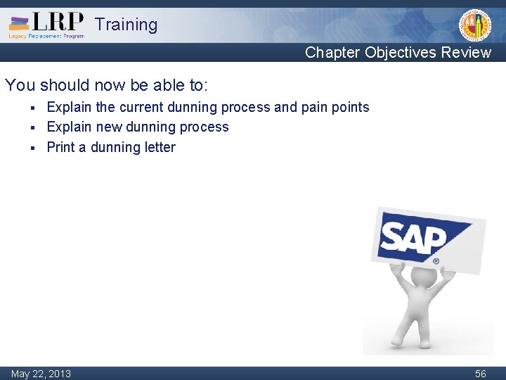 Training Chapter Objectives Review You should now be able to: Explain the current dunning