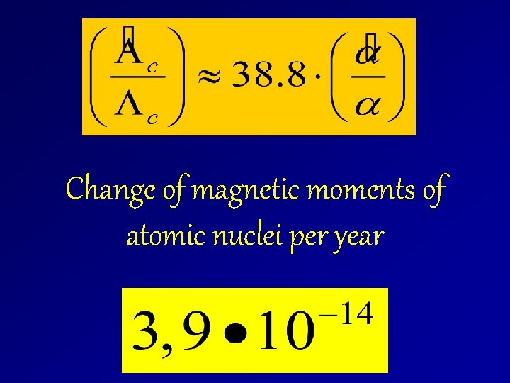 Change of magnetic moments of atomic nuclei per year 