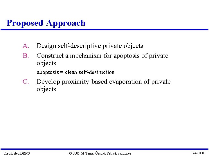 Proposed Approach A. Design self-descriptive private objects B. Construct a mechanism for apoptosis of