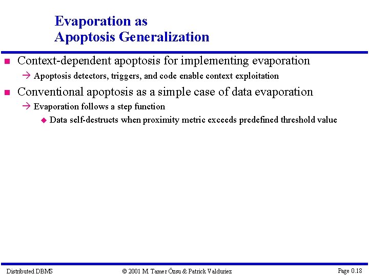 Evaporation as Apoptosis Generalization Context-dependent apoptosis for implementing evaporation Apoptosis detectors, triggers, and code