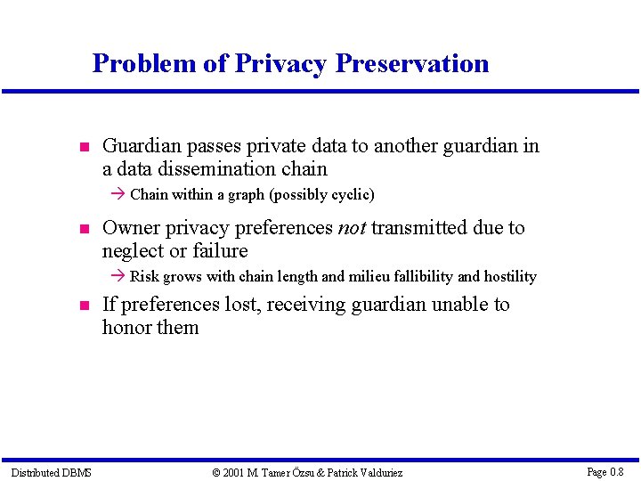 Problem of Privacy Preservation Guardian passes private data to another guardian in a data