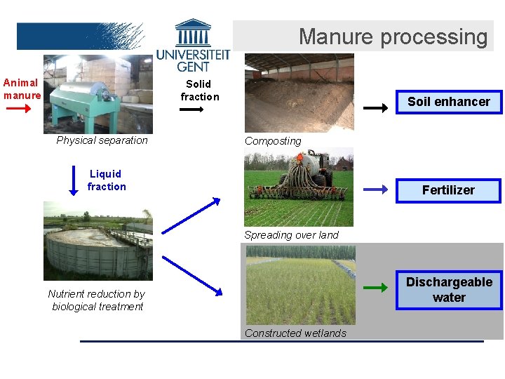 Manure processing Animal manure Solid fraction Physical separation Soil enhancer Composting Liquid fraction Fertilizer