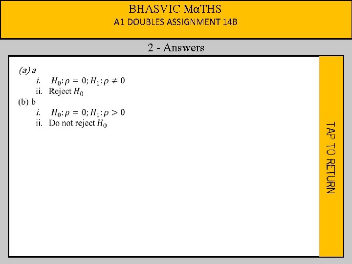 BHASVIC MαTHS A 1 DOUBLES ASSIGNMENT 14 B 2 - Answers No 