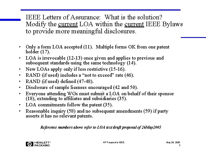 IEEE Letters of Assurance: What is the solution? Modify the current LOA within the