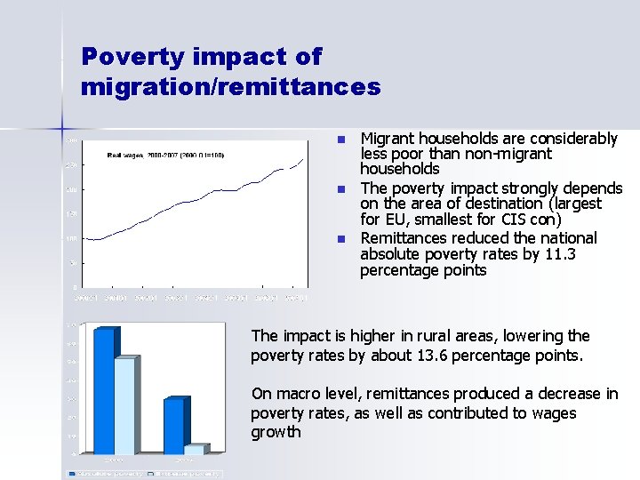 Poverty impact of migration/remittances n n n Migrant households are considerably less poor than