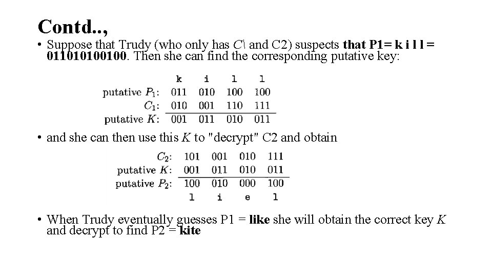 Contd. . , • Suppose that Trudy (who only has C and C 2)