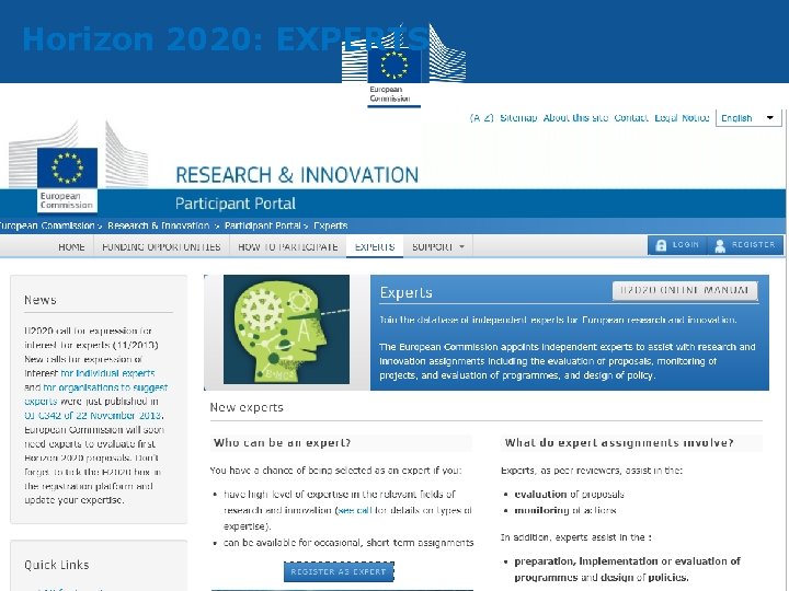 Horizon 2020: EXPERTS 