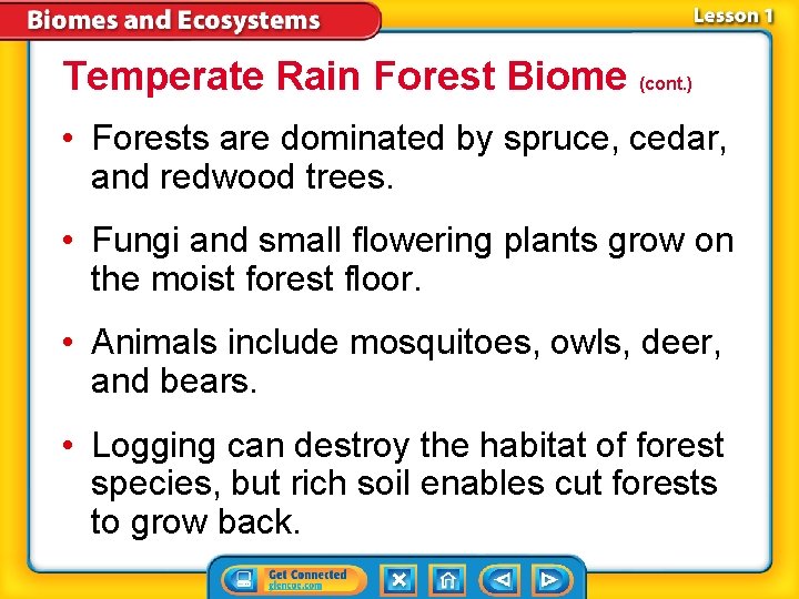 Temperate Rain Forest Biome (cont. ) • Forests are dominated by spruce, cedar, and