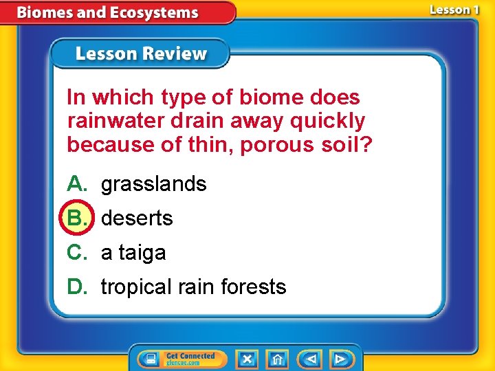 In which type of biome does rainwater drain away quickly because of thin, porous