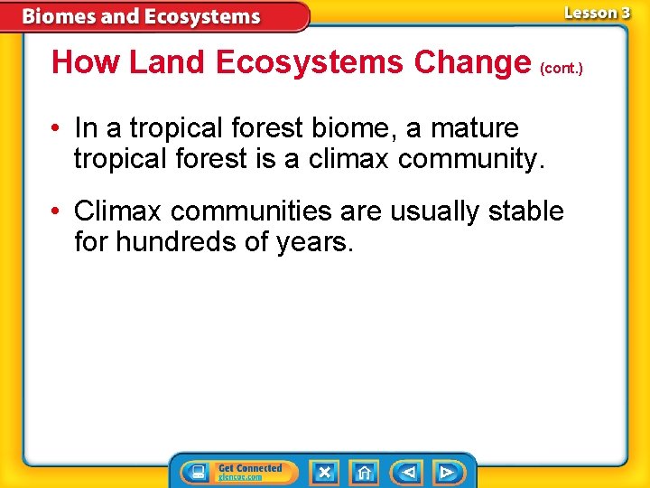 How Land Ecosystems Change (cont. ) • In a tropical forest biome, a mature