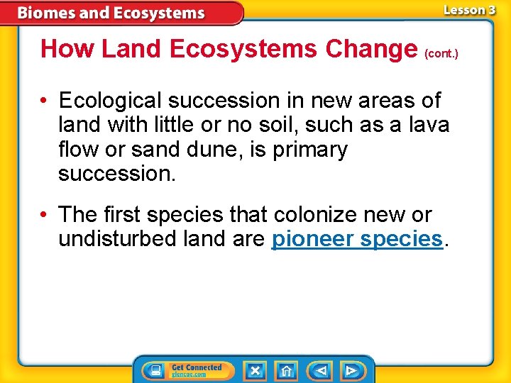 How Land Ecosystems Change (cont. ) • Ecological succession in new areas of land