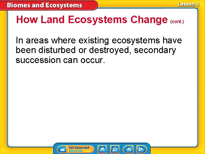How Land Ecosystems Change (cont. ) In areas where existing ecosystems have been disturbed