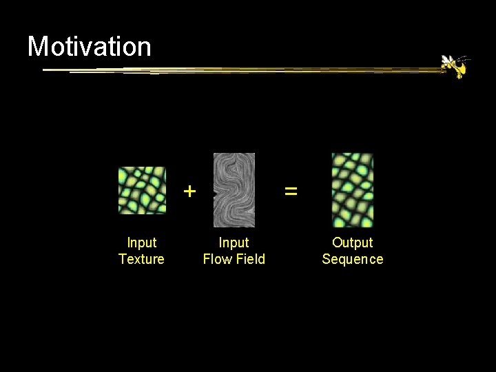 Motivation + Input Texture = Input Flow Field Output Sequence 