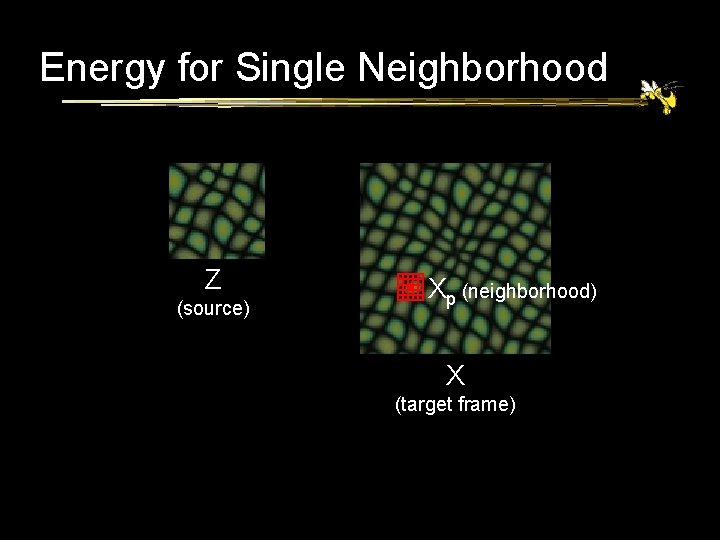 Energy for Single Neighborhood Z (source) Xp (neighborhood) X (target frame) 