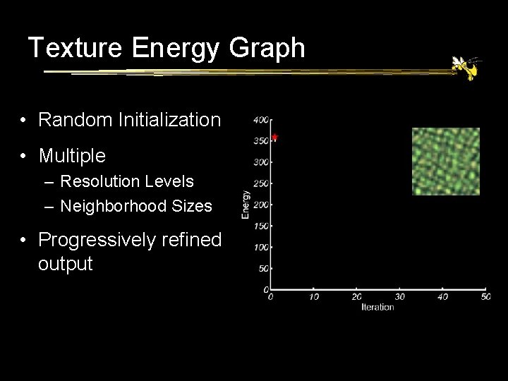 Texture Energy Graph • Random Initialization • Multiple – Resolution Levels – Neighborhood Sizes