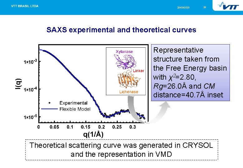 29/09/2020 29 SAXS experimental and theoretical curves Representative structure taken from the Free Energy