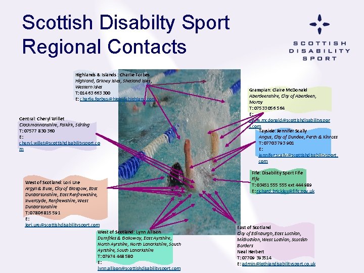 Scottish Disabilty Sport Regional Contacts Highlands & Islands : Charlie Forbes Highland, Orkney Isles,