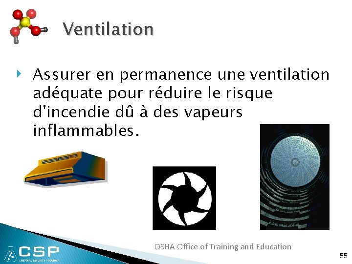 Ventilation ‣ Assurer en permanence une ventilation adéquate pour réduire le risque d'incendie dû