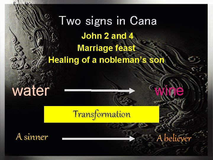 Two signs in Cana John 2 and 4 Marriage feast Healing of a nobleman’s