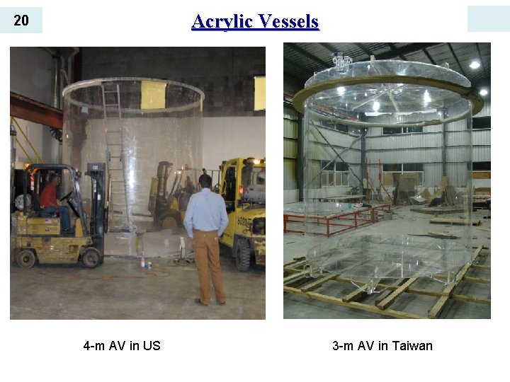 Acrylic Vessels 20 4 -m AV in US 3 -m AV in Taiwan 