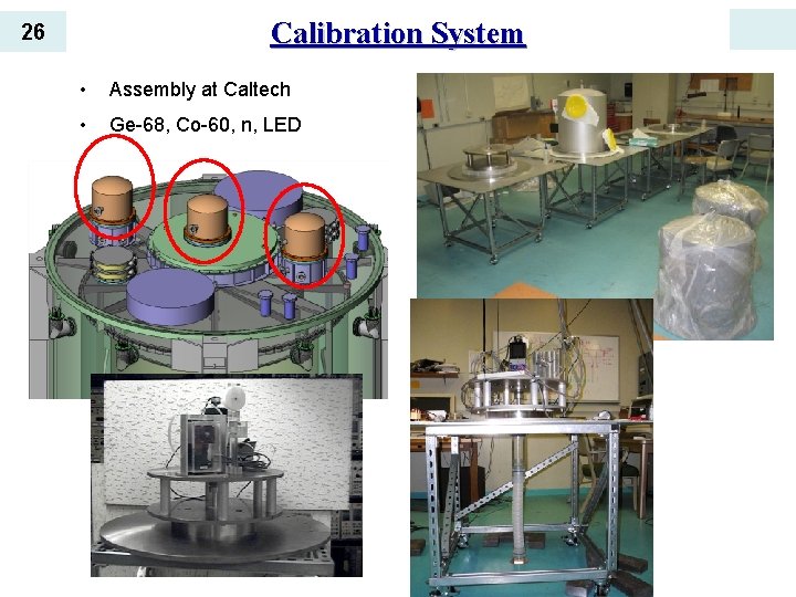 Calibration System 26 • Assembly at Caltech • Ge-68, Co-60, n, LED 