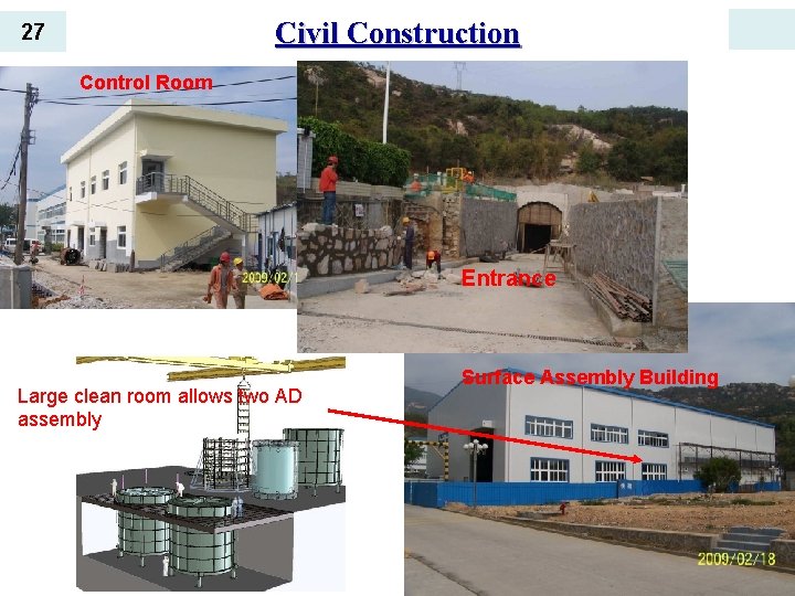 Civil Construction 27 Control Room Entrance Large clean room allows two AD assembly Surface