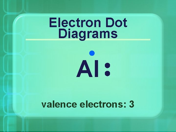 Electron Dot Diagrams Al valence electrons: 3 